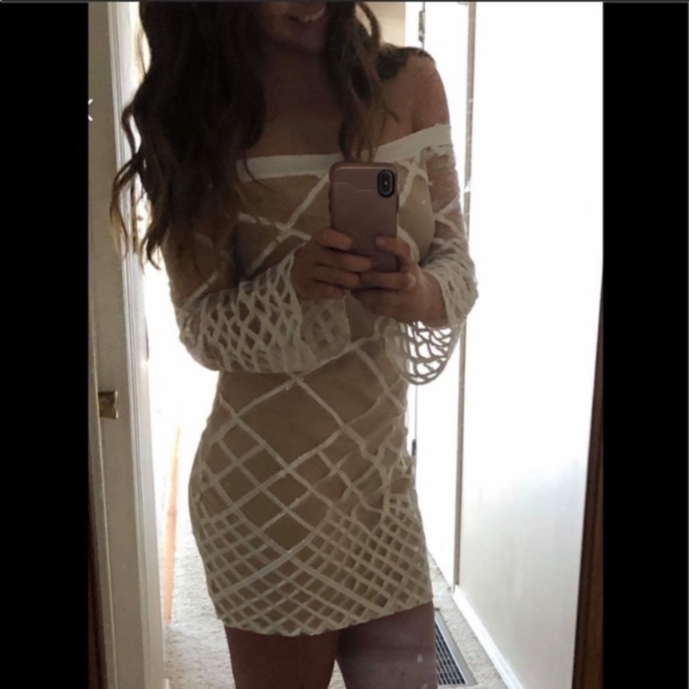 LUXXEL White/Nude Dress - Picture 2 of 5